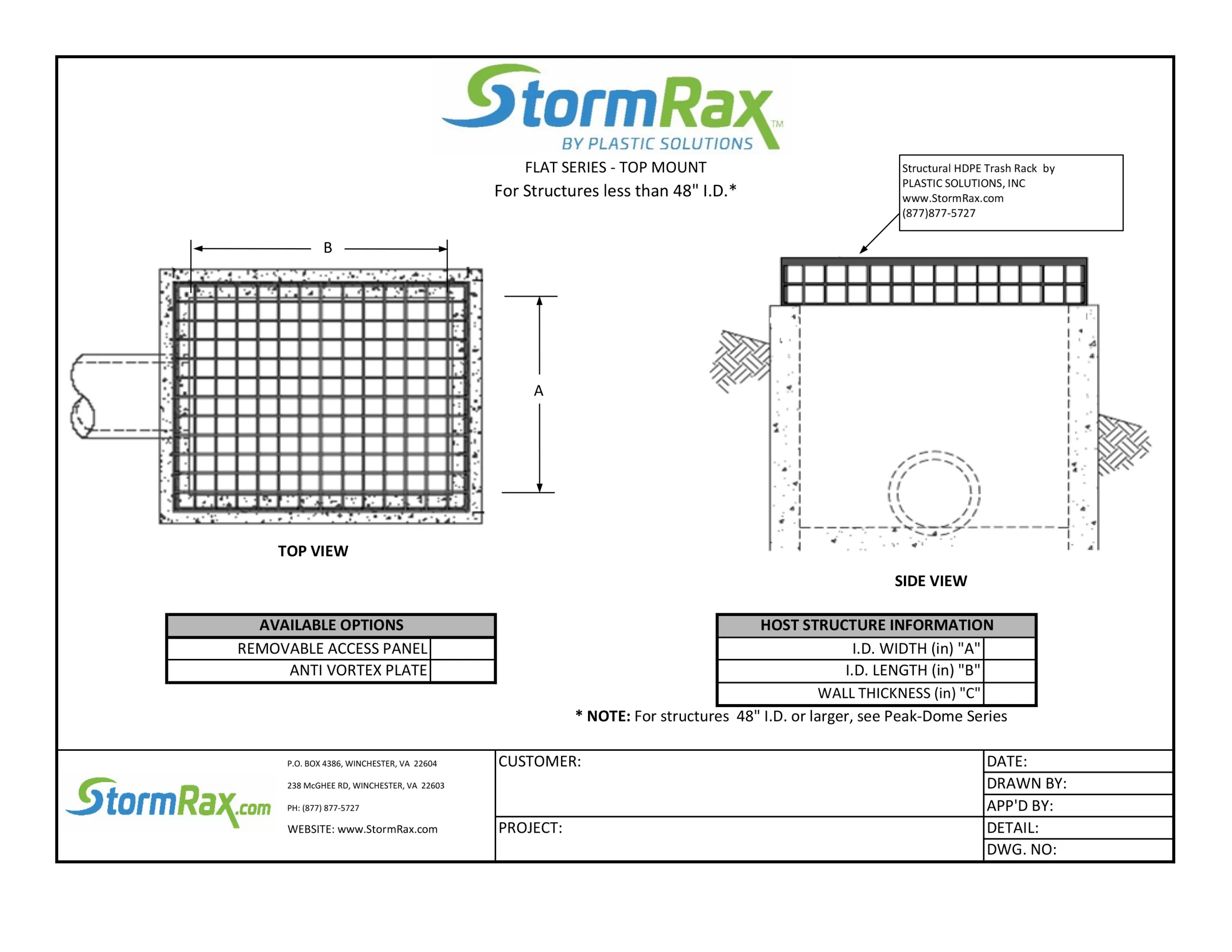 Technical drawing for stormrax flat top mount series