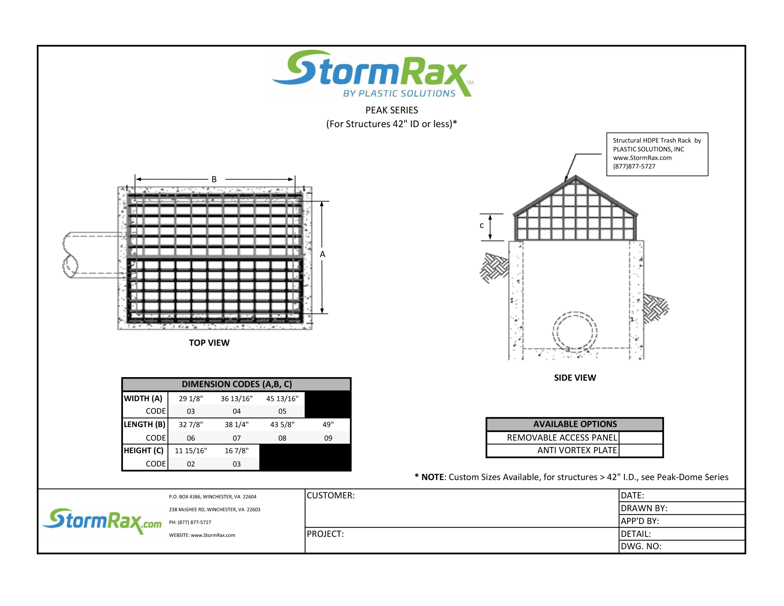 Technical drawing for stormrax peak series