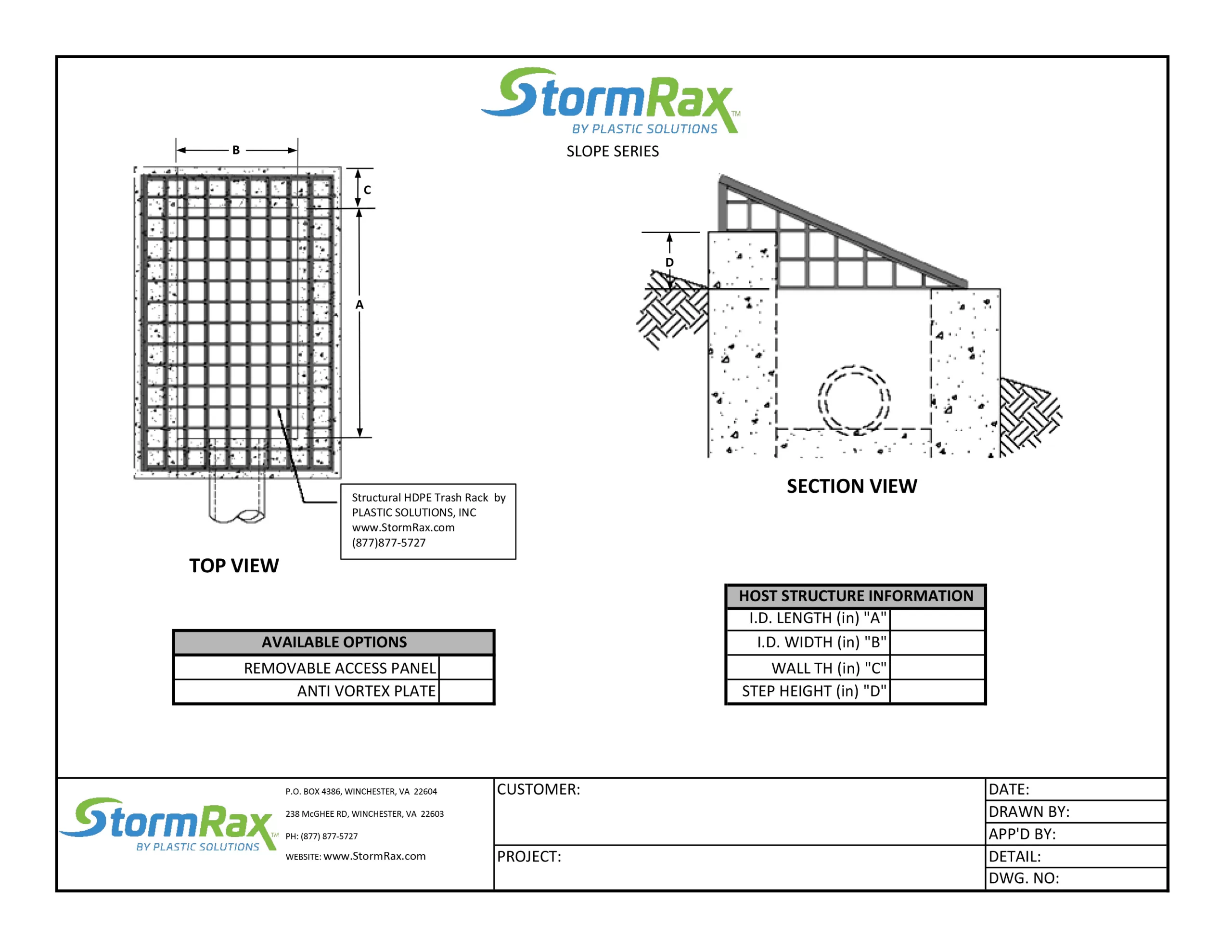 Technical drawing for stormrax slope series