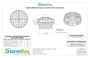 Technical drawing for stormrax round series trash racks